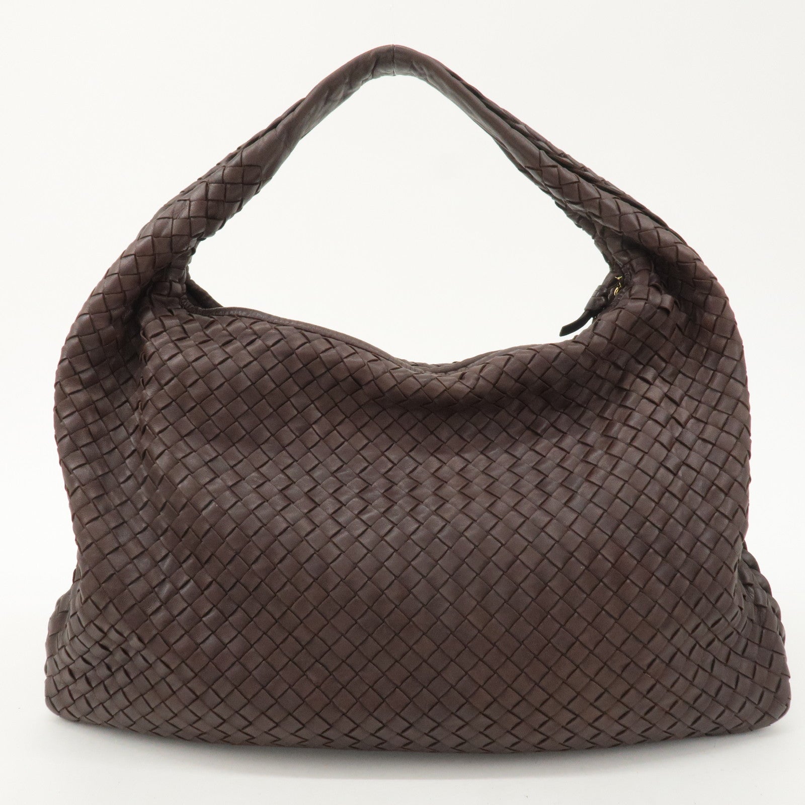 BOTTEGA VENETA Intrecciato Hobo Leather Shoulder Bag Brown 115654