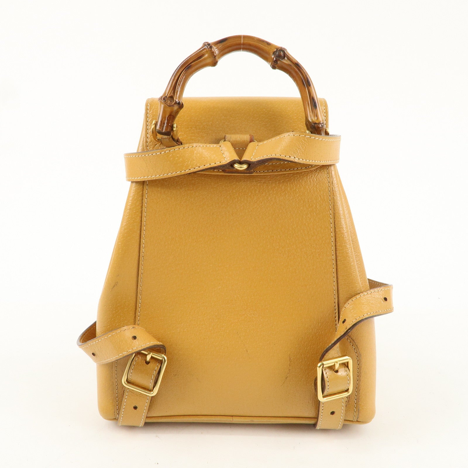 GUCCI Bamboo Leather Mini Backpack Ruck Sack Beige 003.1705