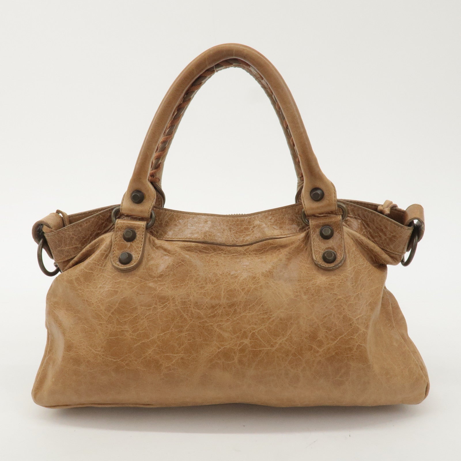 BALENCIAGA The First Leather 2Way Bag Hand Bag Camel 103208