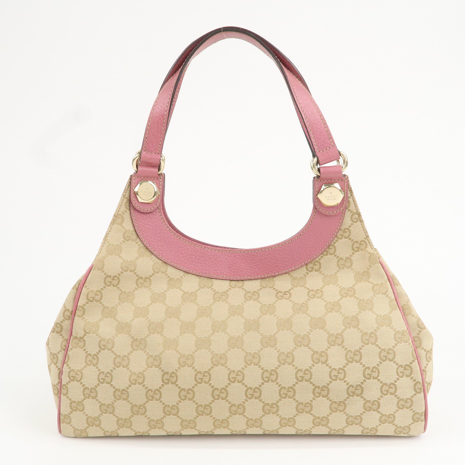 GUCCI GG Canvas Leather Shoulder Bag Hand Bag Pink 154982