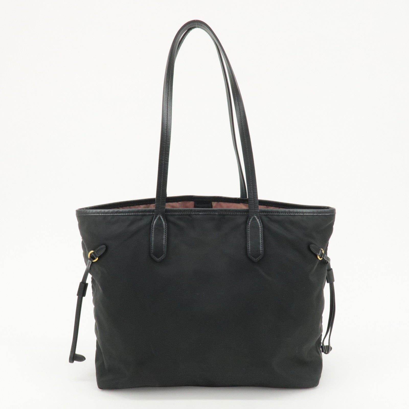 PRADA Nylon Leather Tote Bag Shoulder Bag Black