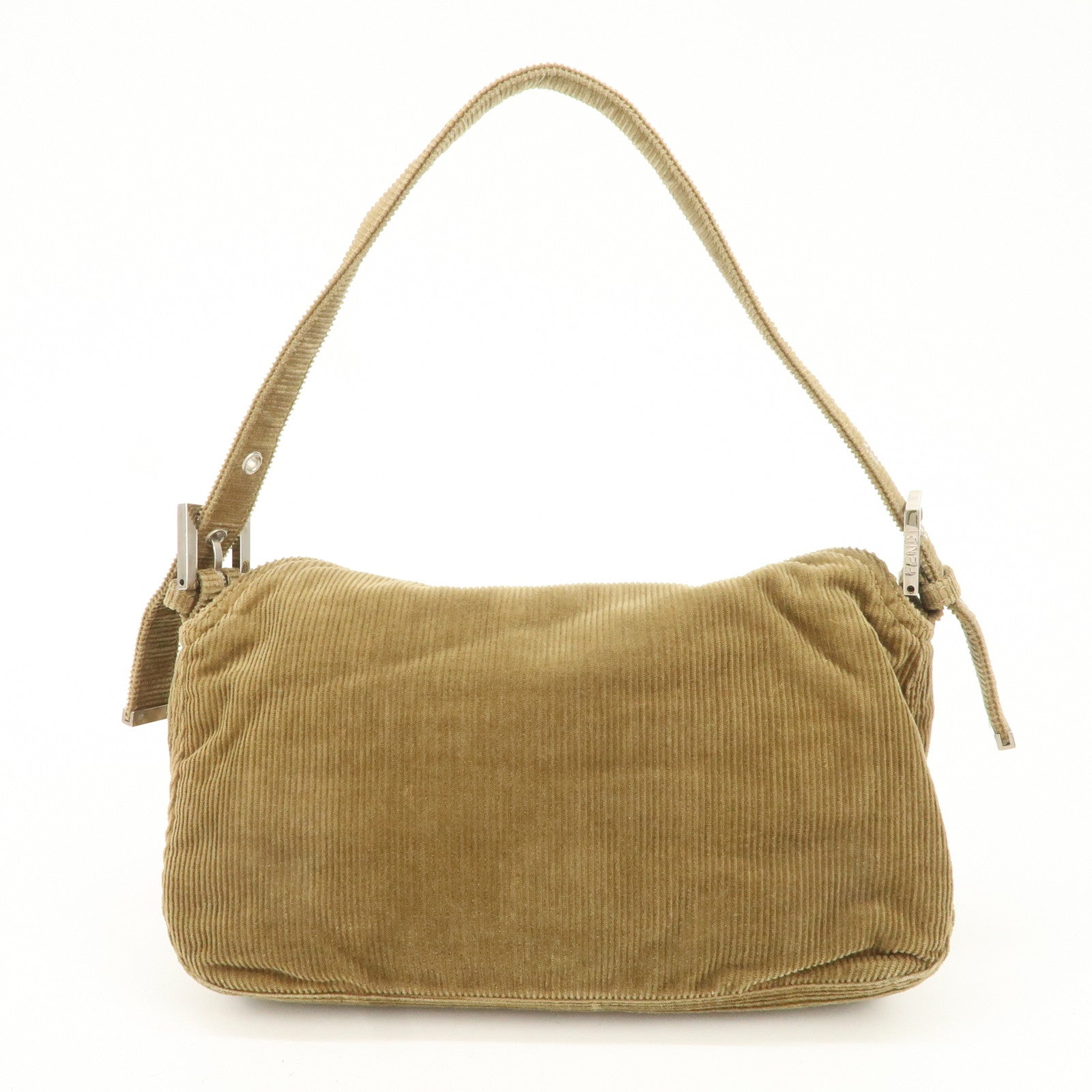 FENDI Mamma Baguette Corduroy Shoulder Bag Khaki 26725