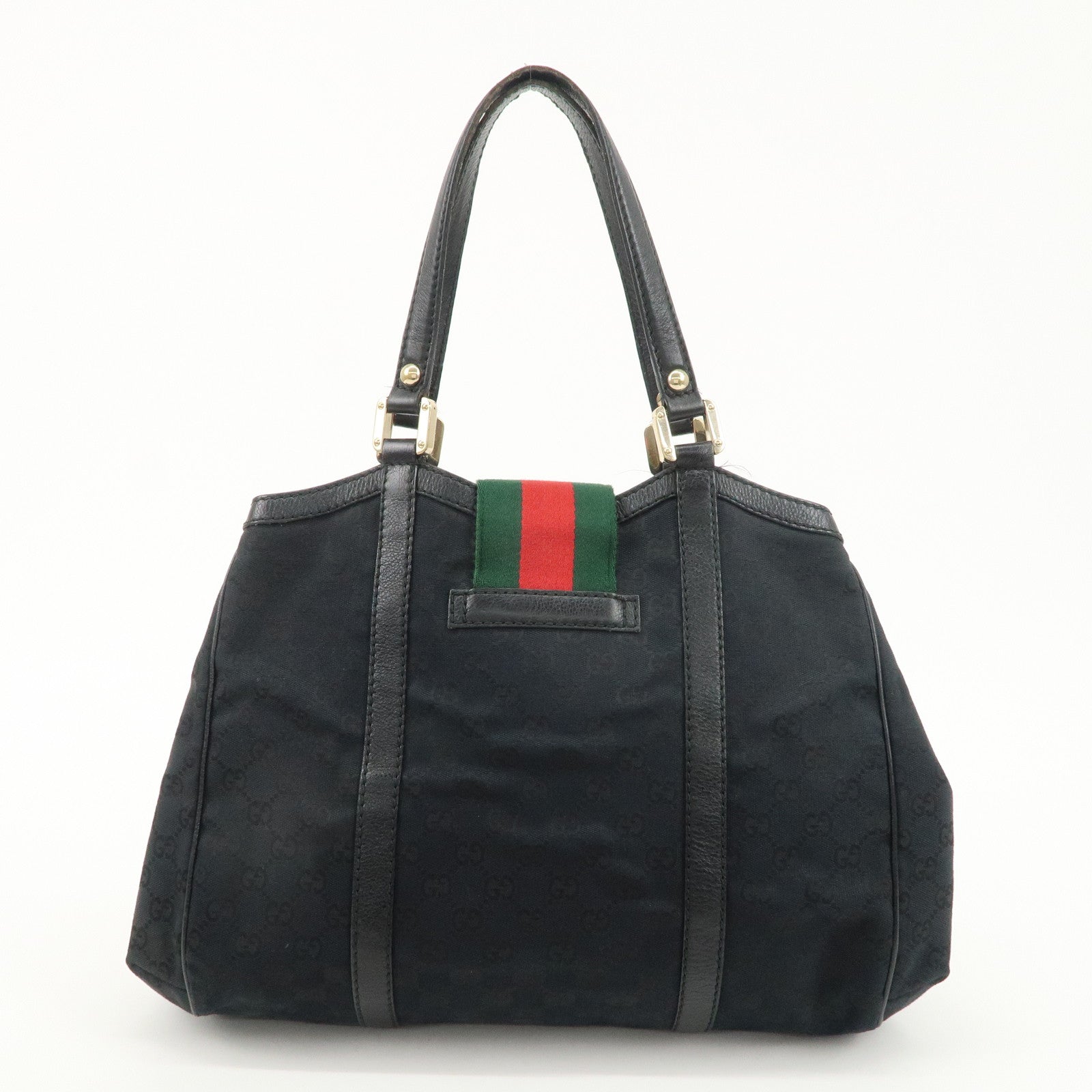 GUCCI Sherry GG Canvas Leather Tote Bag Shoulder Bag Black 233609