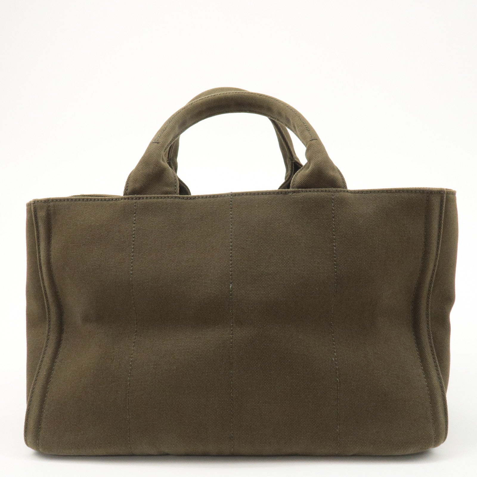 PRADA Canvas Canapa Tote Bag Hand Bag Khaki B2642O