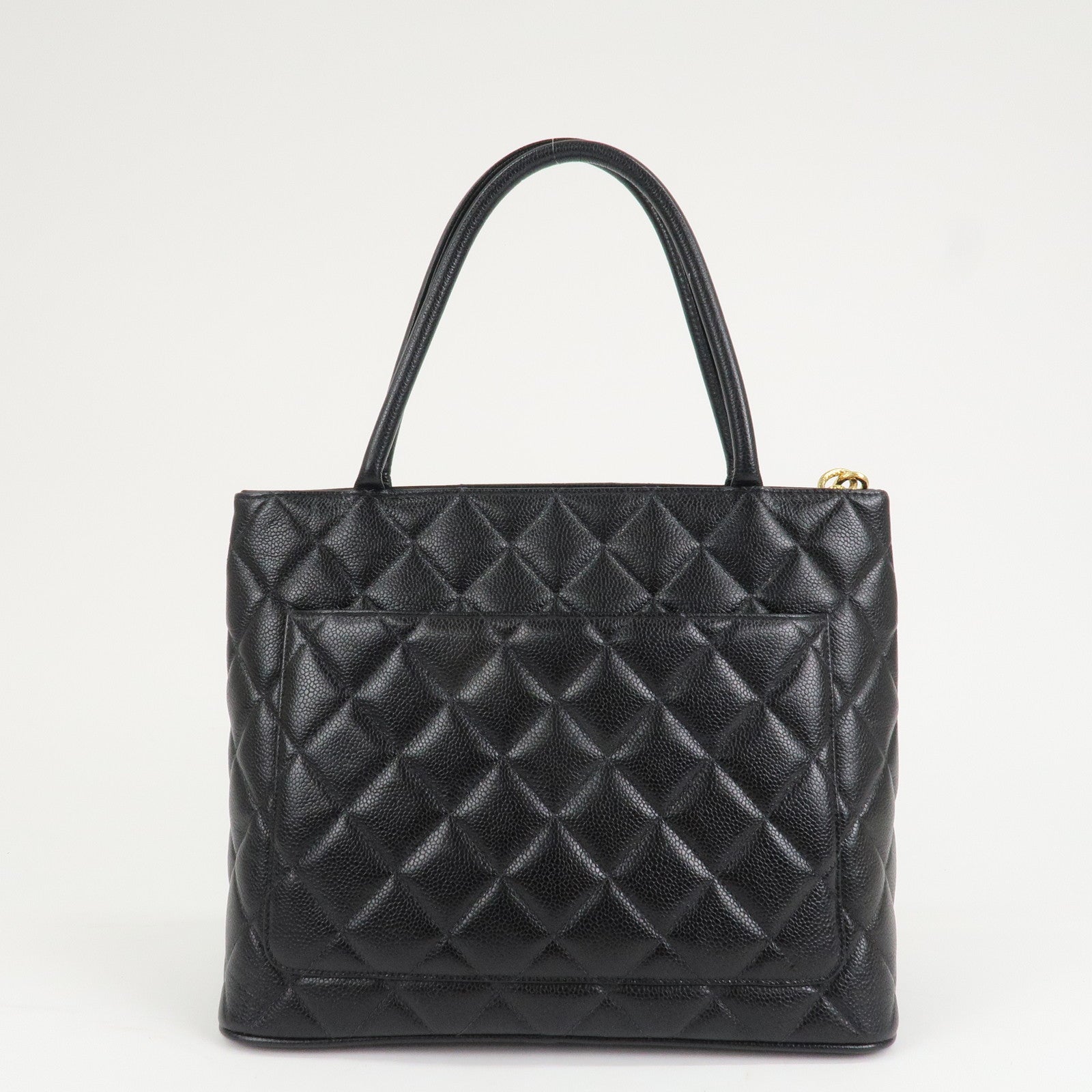 CHANEL Matelasse Caviar Skin Medalion Tote Bag Hand Bag A01804 Used