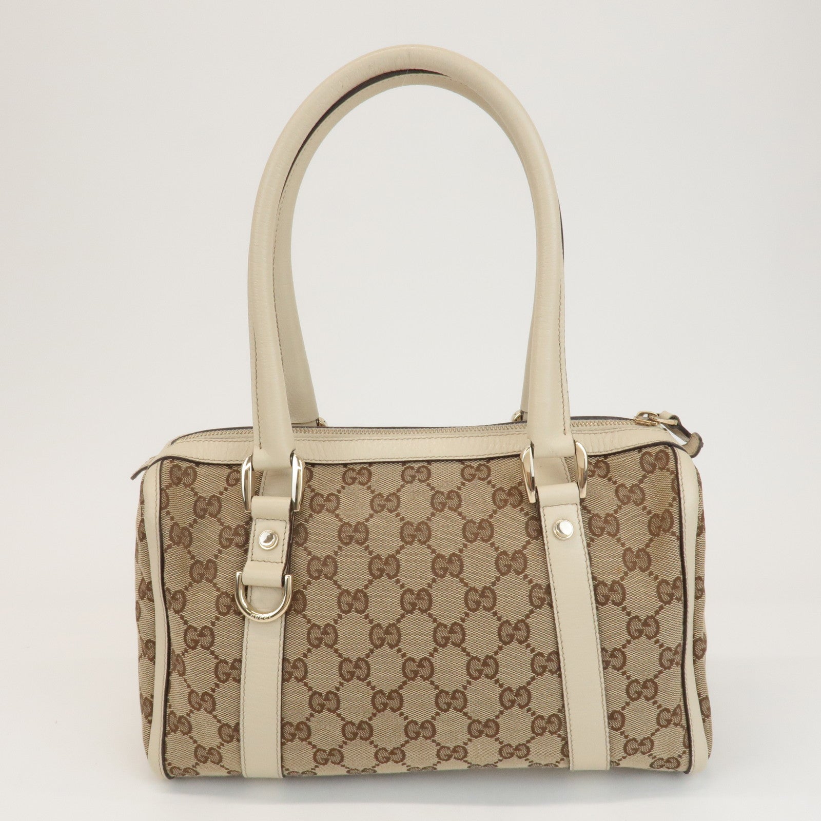 GUCCI Abbey GG Canvas Leather Hand Bag Beige Ivory 130942