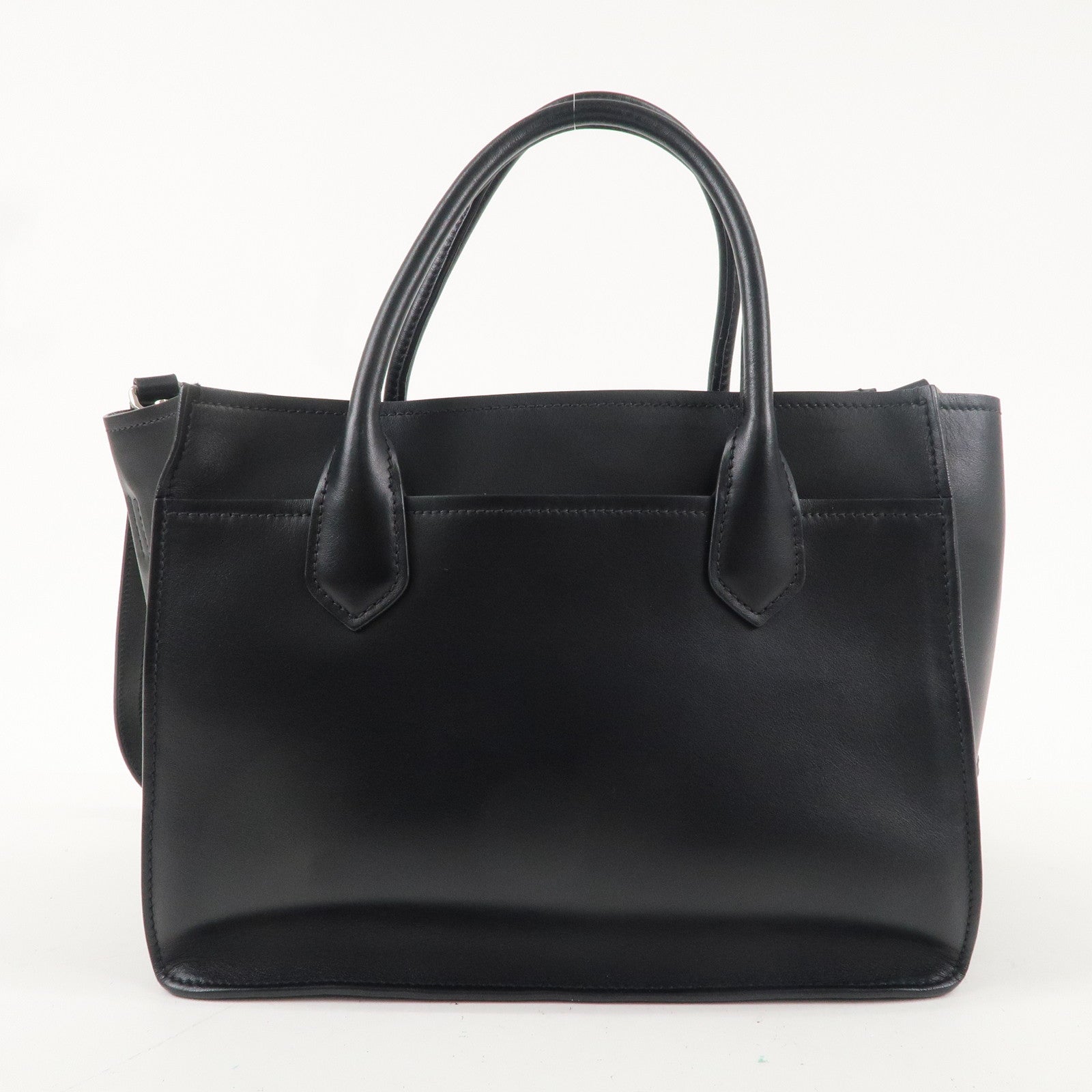 PRADA Leather 2Way Bag Hand Bag Shoulder Bag Black