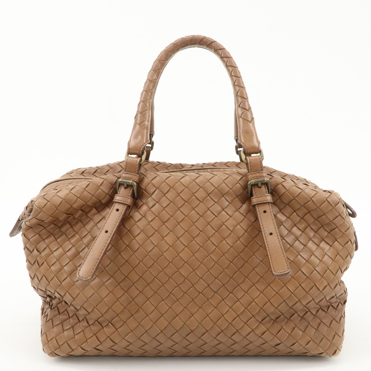 BOTTEGA VENETA Intrecciato Leather Montaigne Boston Bag Brown 173398