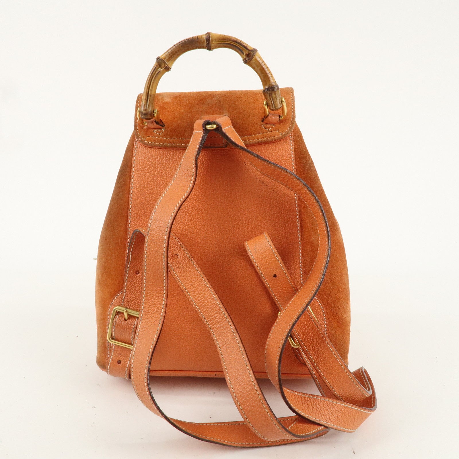 GUCCI Bamboo Suede Ruck Sack Back Pack Orange 003.3444.0030