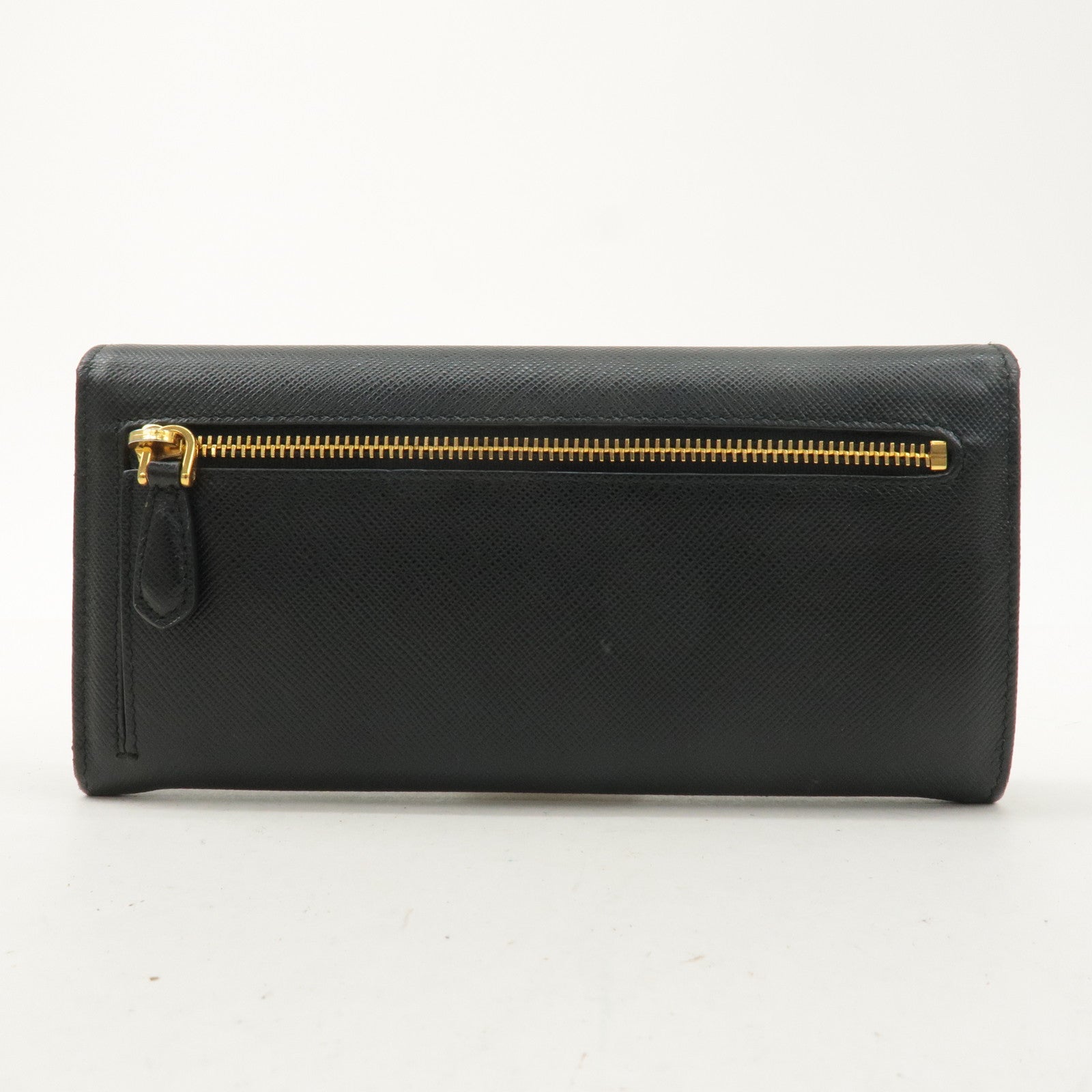 PRADA Saffiano Leather Bi-fold Long Wallet Black 1MH132