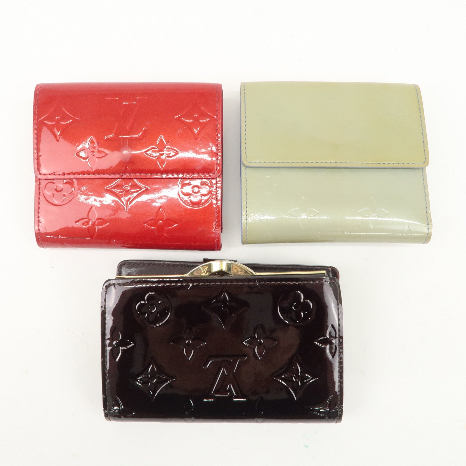 Louis Vuitton Monogram Vernis Set of 3 Wallet M91247 M93529 M93521 Used