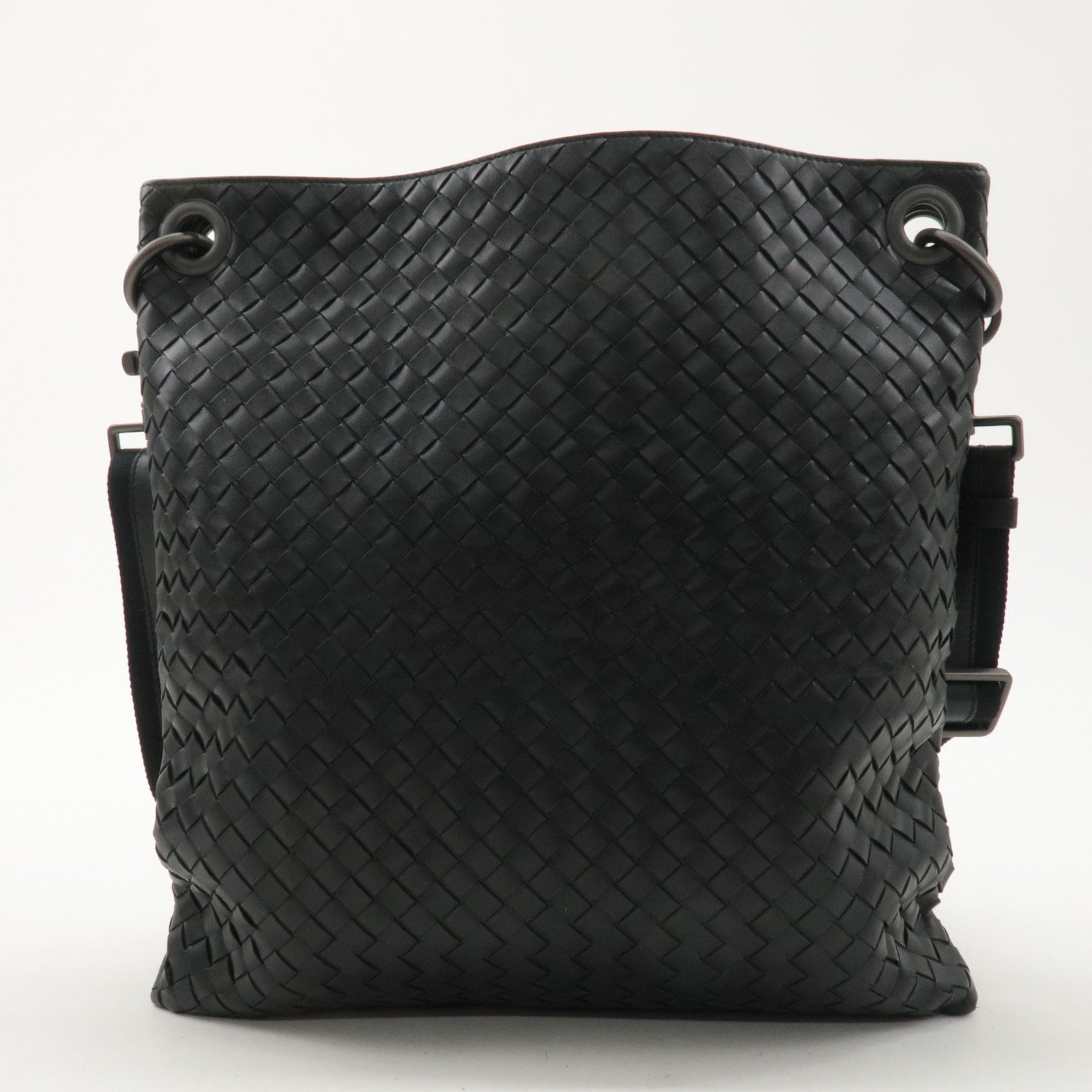 BOTTEGA VENETA Intrecciato Leather Shoulder Bag Black 161623