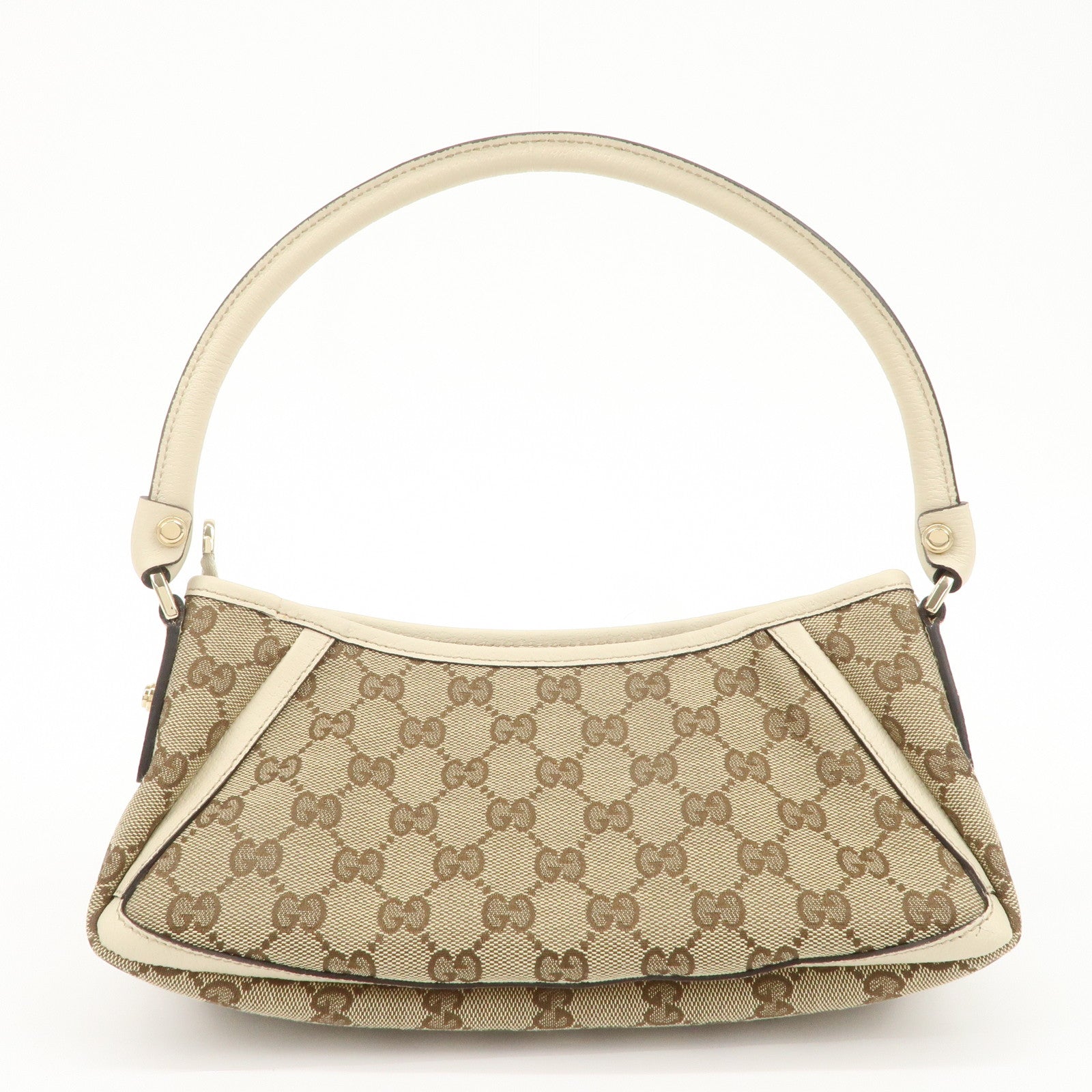 GUCCI Abbey GG Canvas Leather Shoulder Bag Beige Ivory 130939