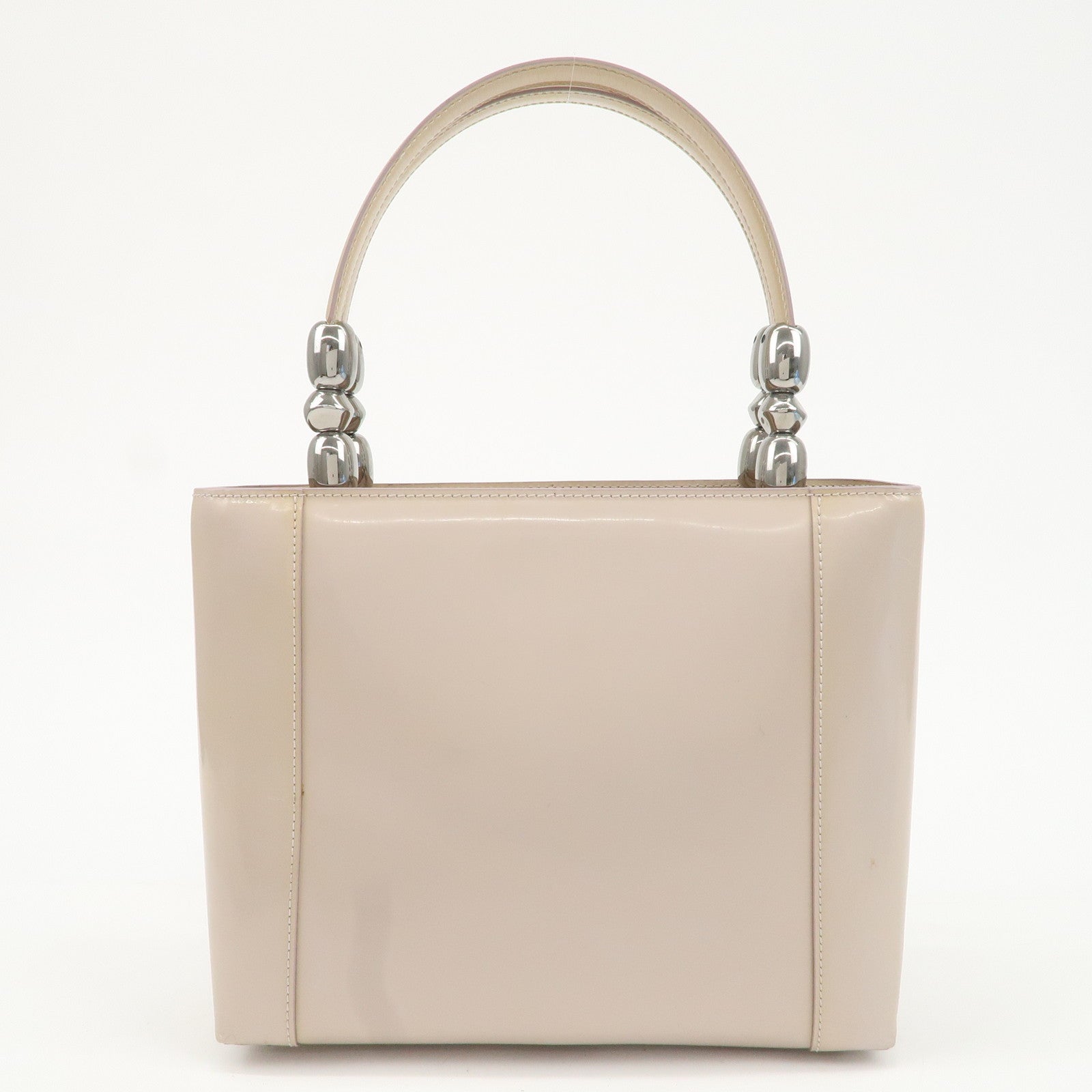 Christian Dior Maris Pearl Patent Leather Tote Bag Beige