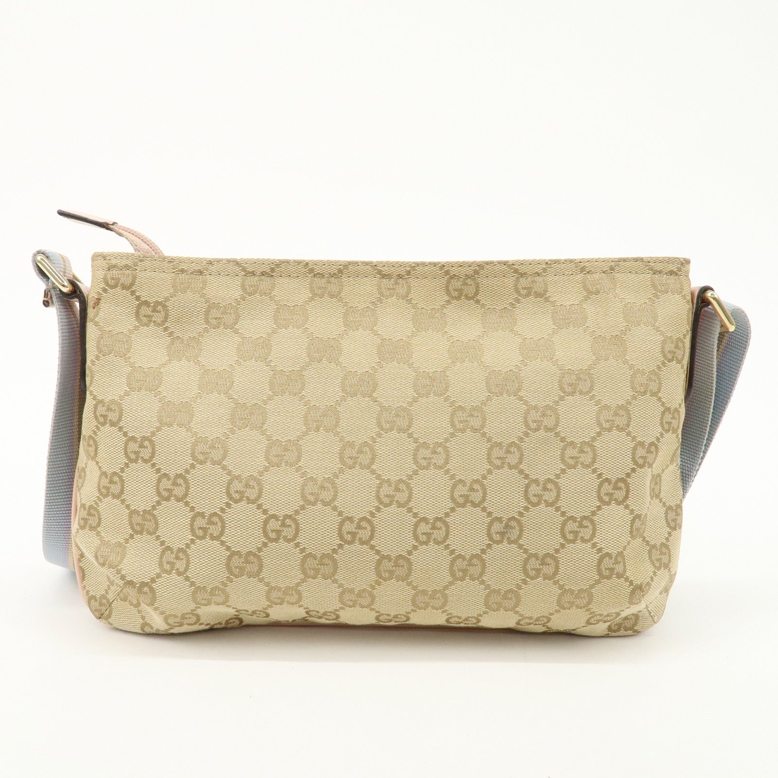 GUCCI GG Canvas Leather Shoulder Bag Beige Pink 189749