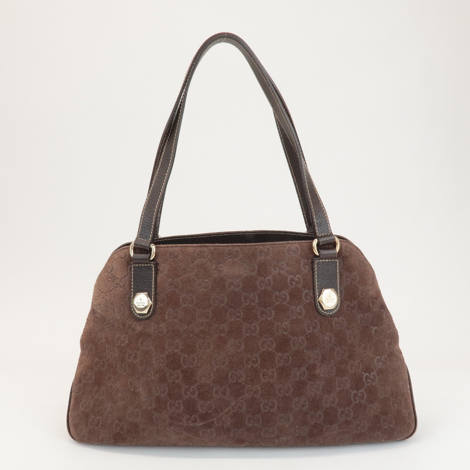 GUCCI GG Suede Tote Bag Hand Bag Brown 163288