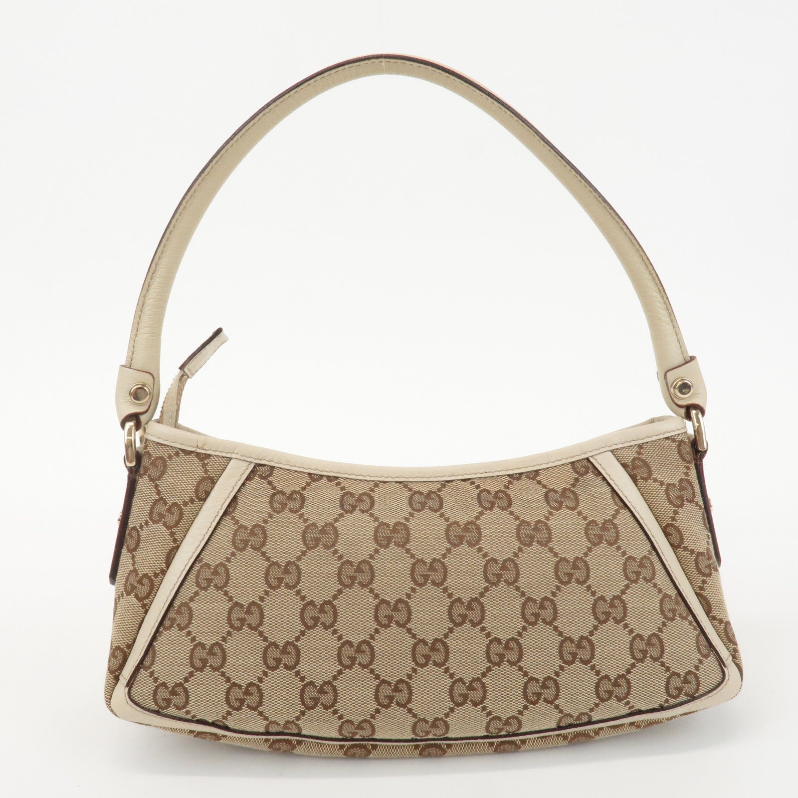 GUCCI Abbey GG Canvas Leather Shoulder Bag Beige Ivory 130939