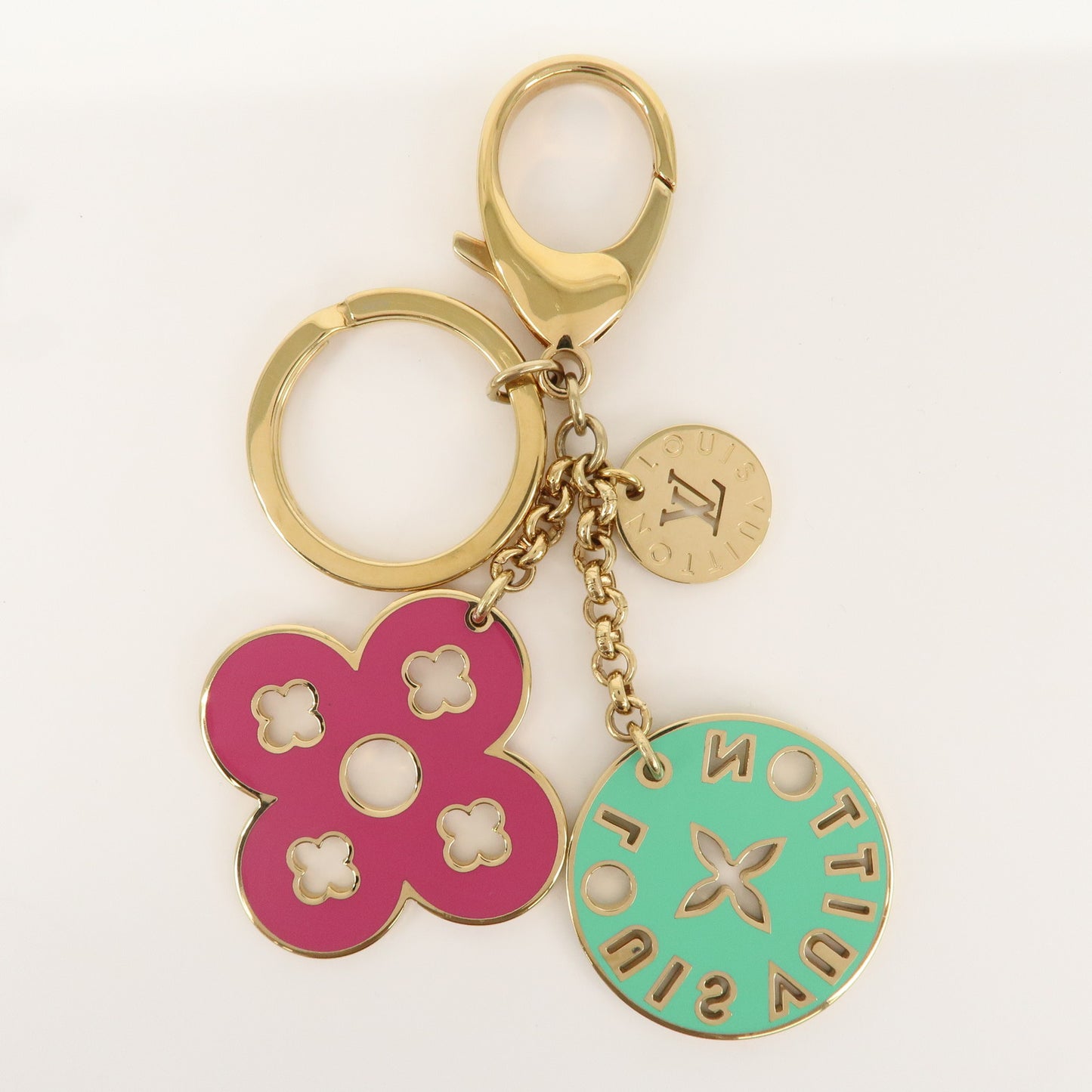 Louis Vuitton Porte Cles Looping Bag Charm Pink Green M66006