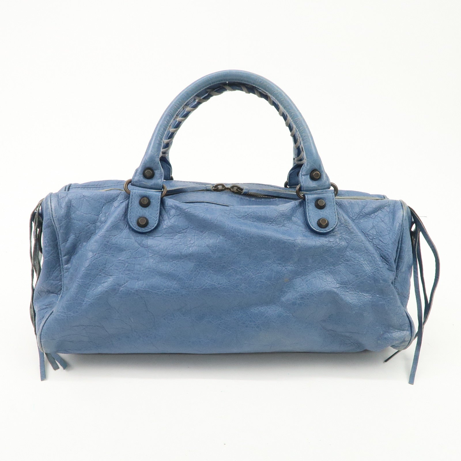 BALENCIAGA Leather The Twiggy 2WAY Bag Hand Bag Blue 128523 Used