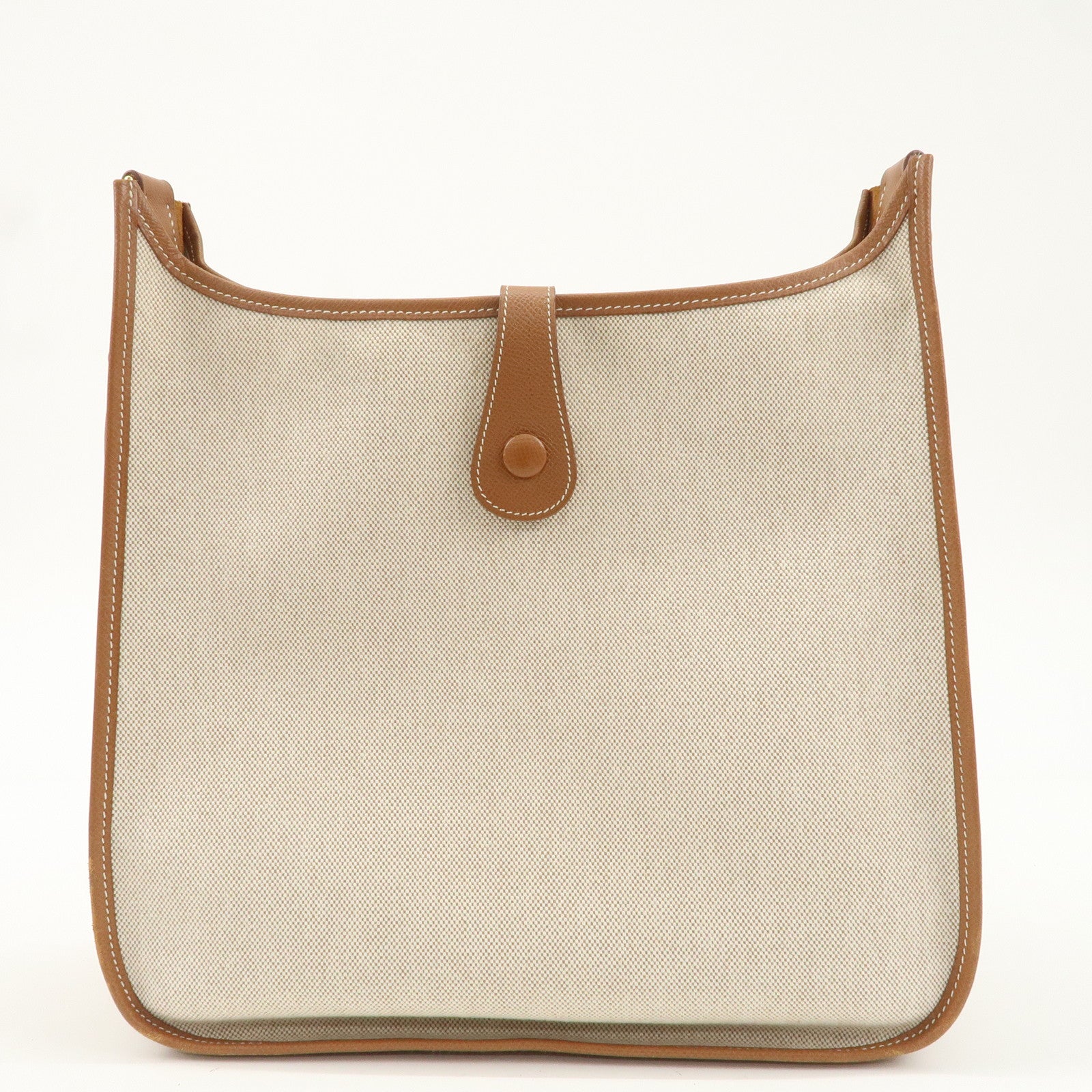 HERMES Toile Ash Leather Evelyn 1 GM B Stamped (1998) Shoulder Bag