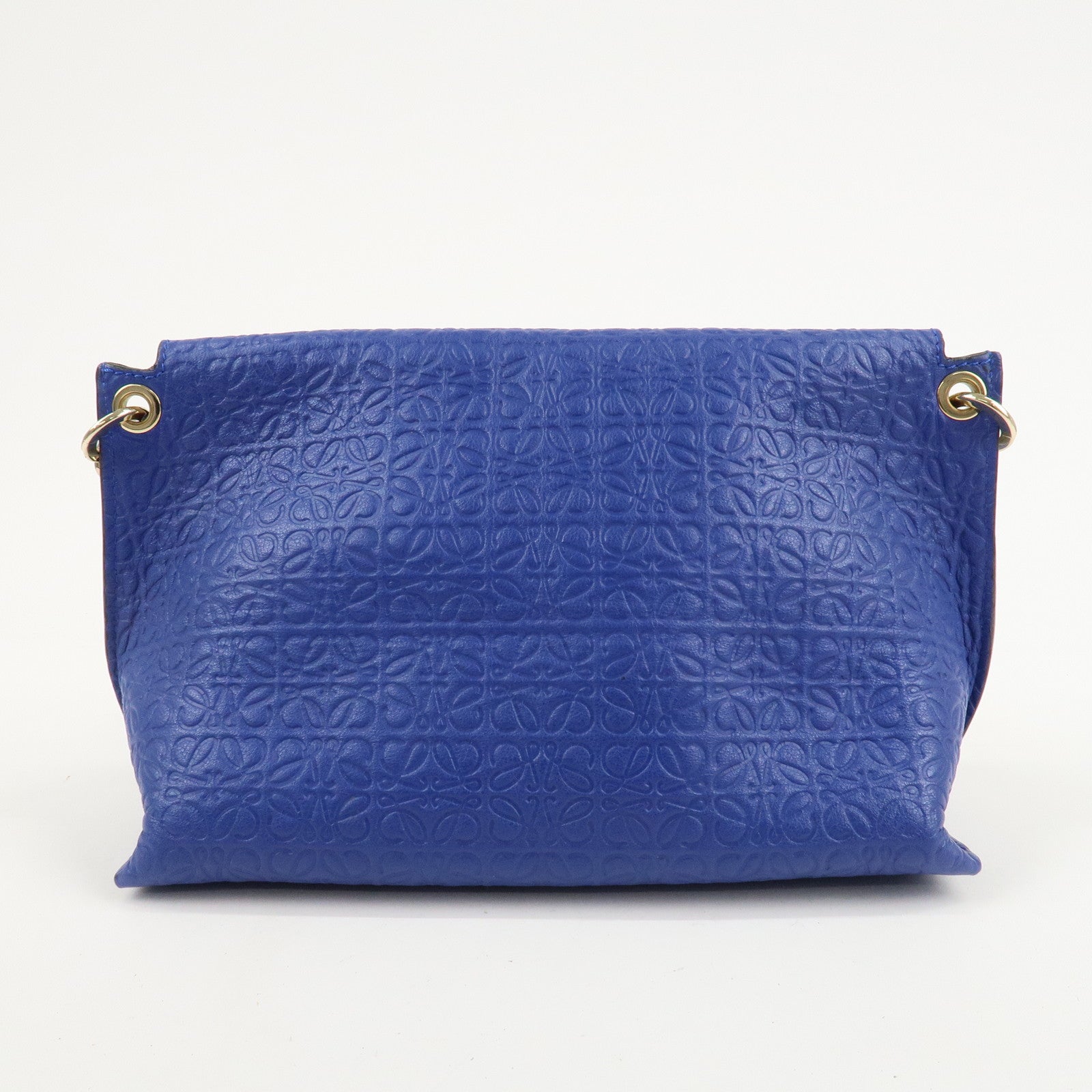 LOEWE Repeat Anagram Chain Shoulder Bag Blue Gold Hardware