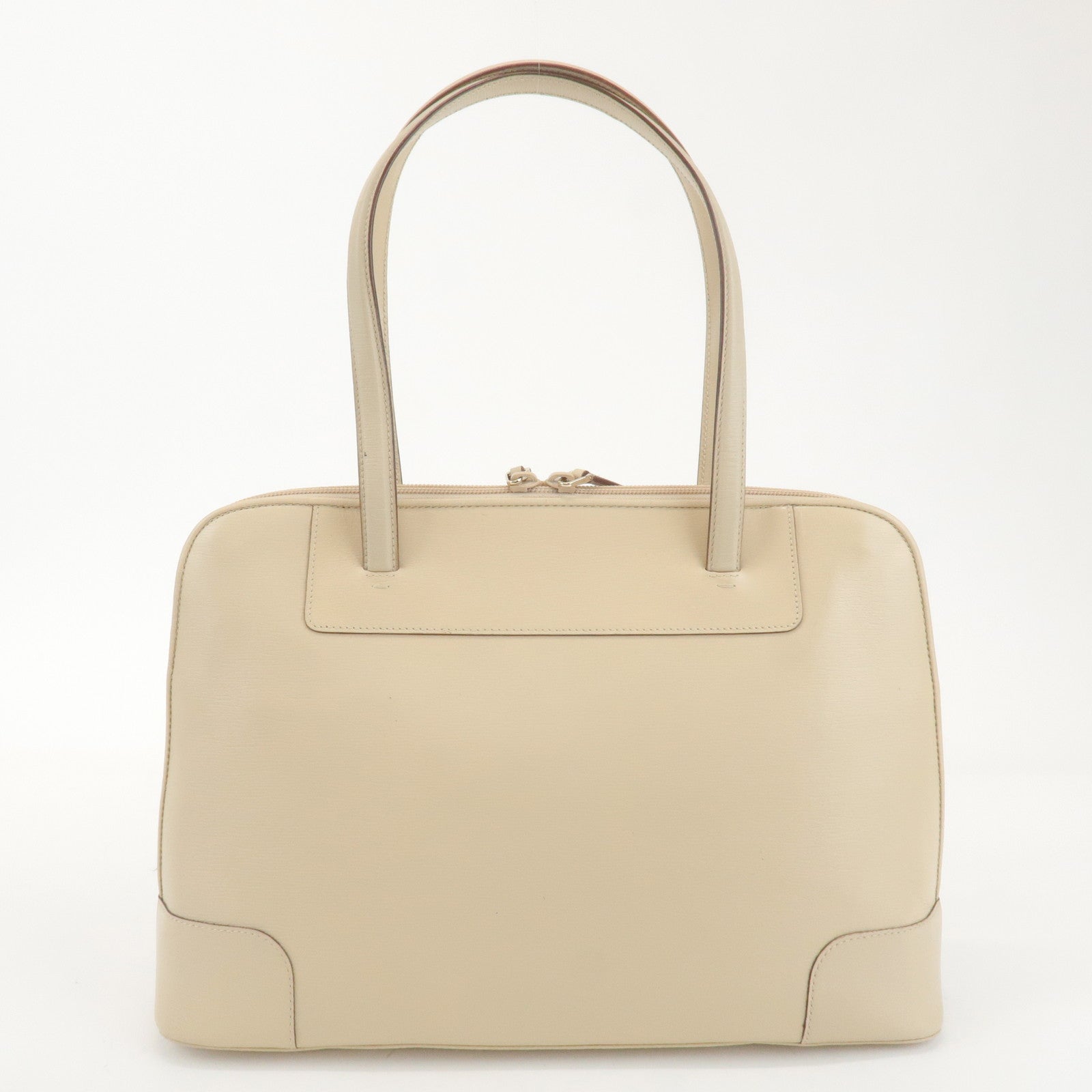 GUCCI Leather Round Zipper Tote Bag Shoulder Bag Ivory 002.1122.3444