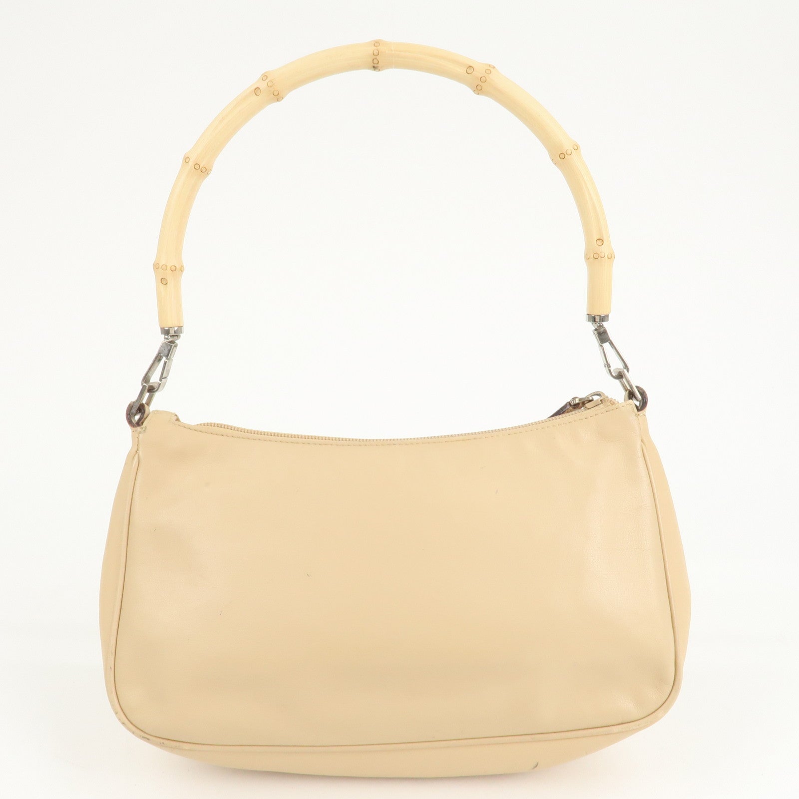 GUCCI Bamboo Leather Shoulder Bag Beige 001.3865