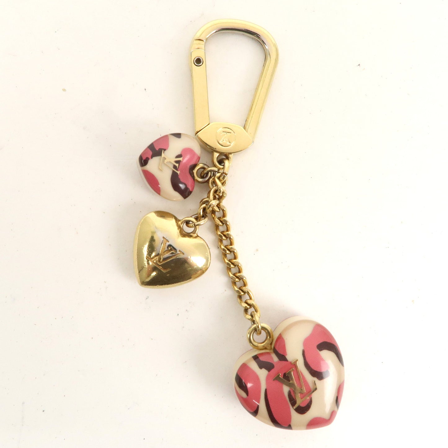 Louis Vuitton Porte Cles Leopard Bag Charm Blanc Corail M66263