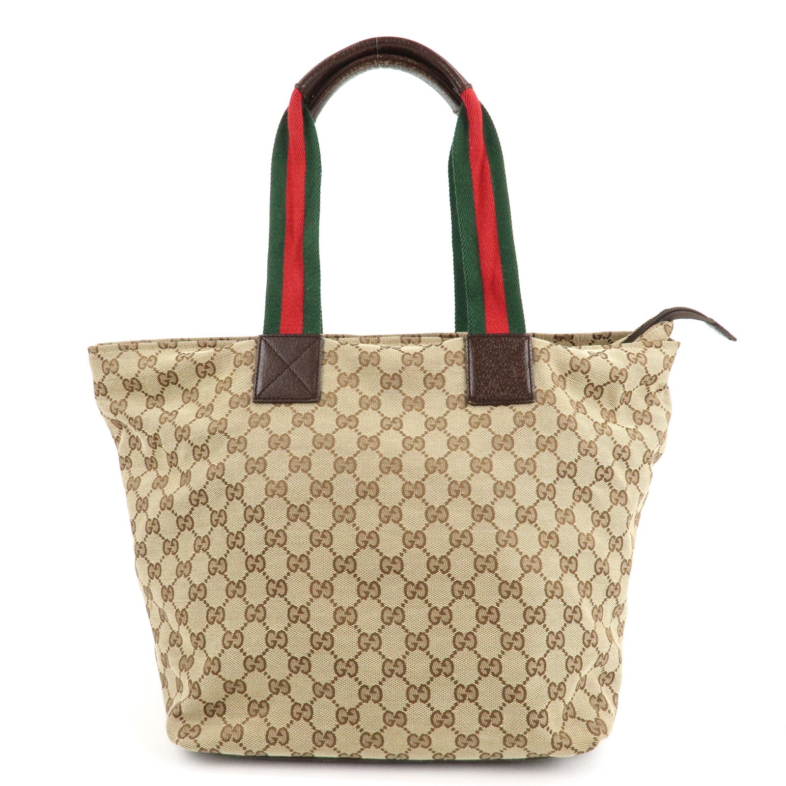 GUCCI Sherry GG Canvas Leather Tote Bag Beige Brown 131231