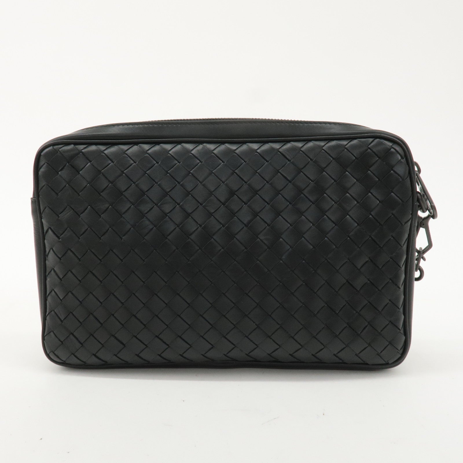 BOTTEGA VENETA Intrecciato Leather Clutch Bag Black