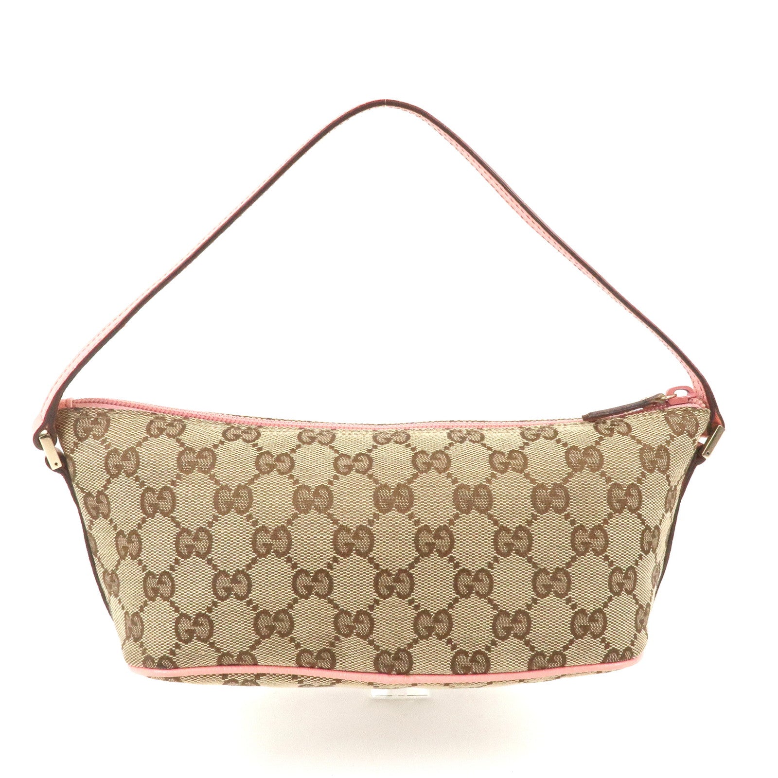 GUCCI GG Canvas Leather Pouch Beige Pink 7198