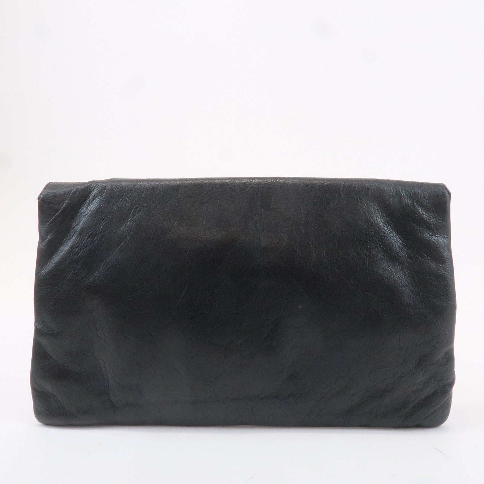 BALENCIAGA Leather Classic Envelope Clutch Bag Black 224915