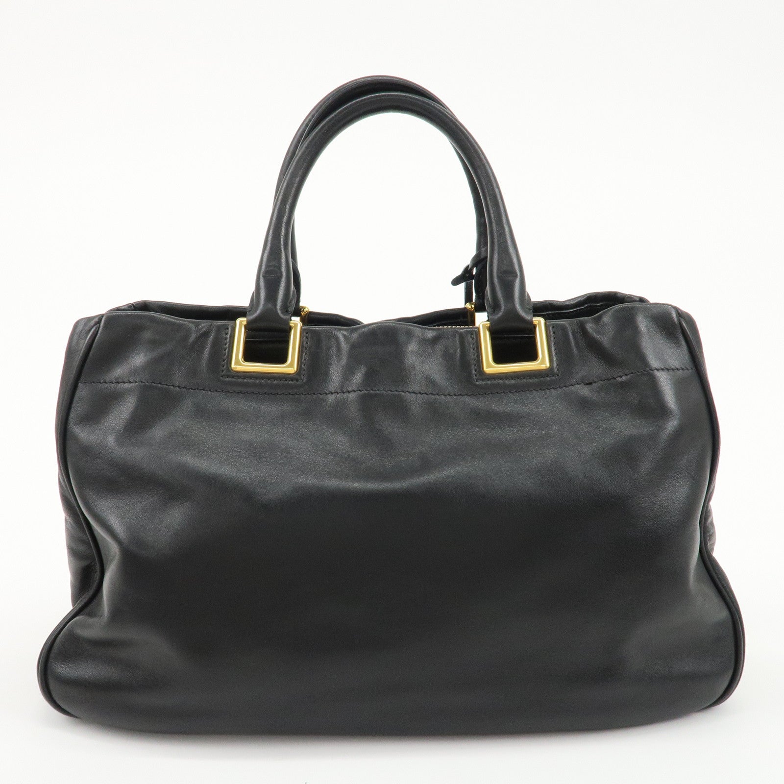 PRADA Leather Ribbon 2way Bag Hand Bag Black BN2244