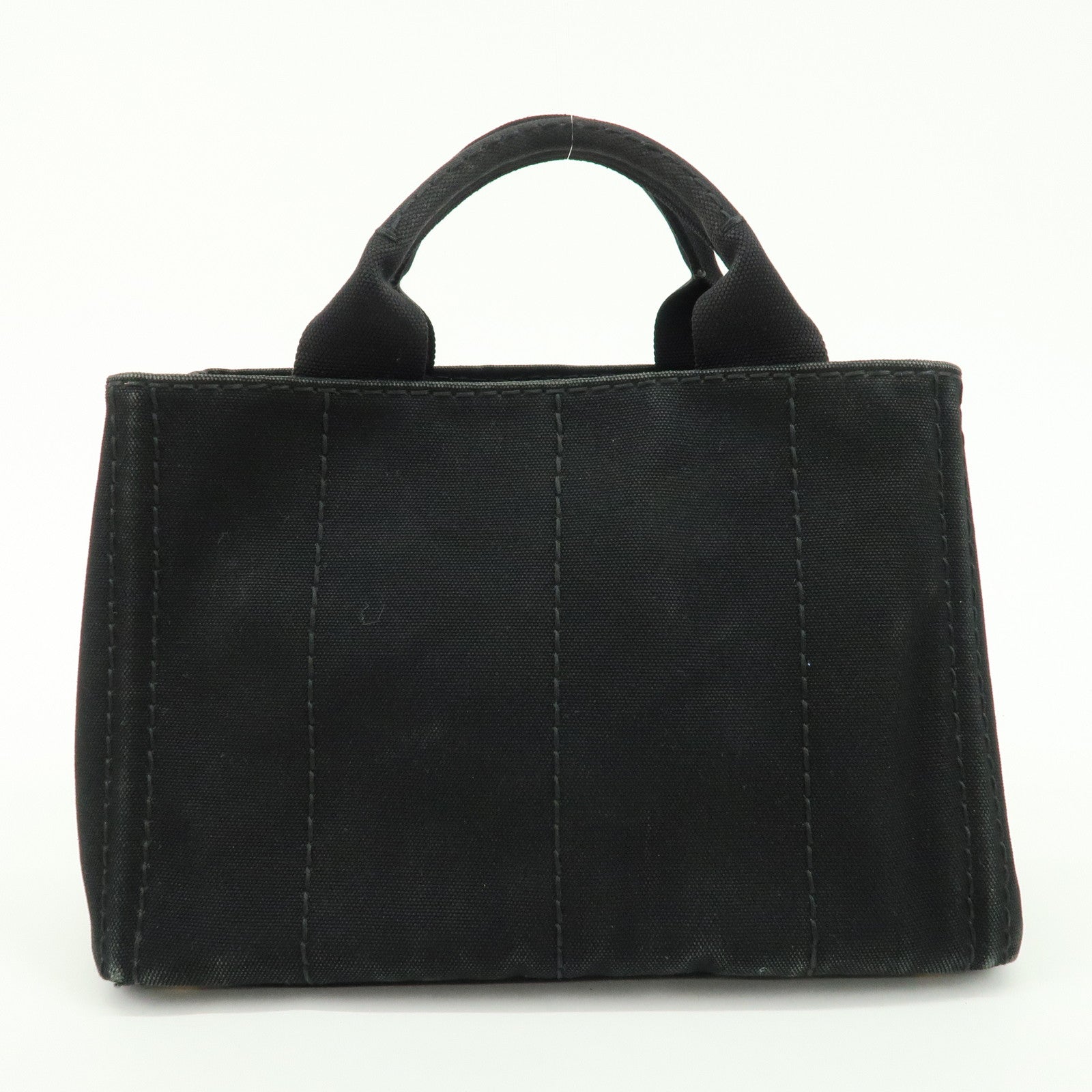 PRADA Logo Canvas Canapa Mini Tote Bag Hand Bag Black BN2439