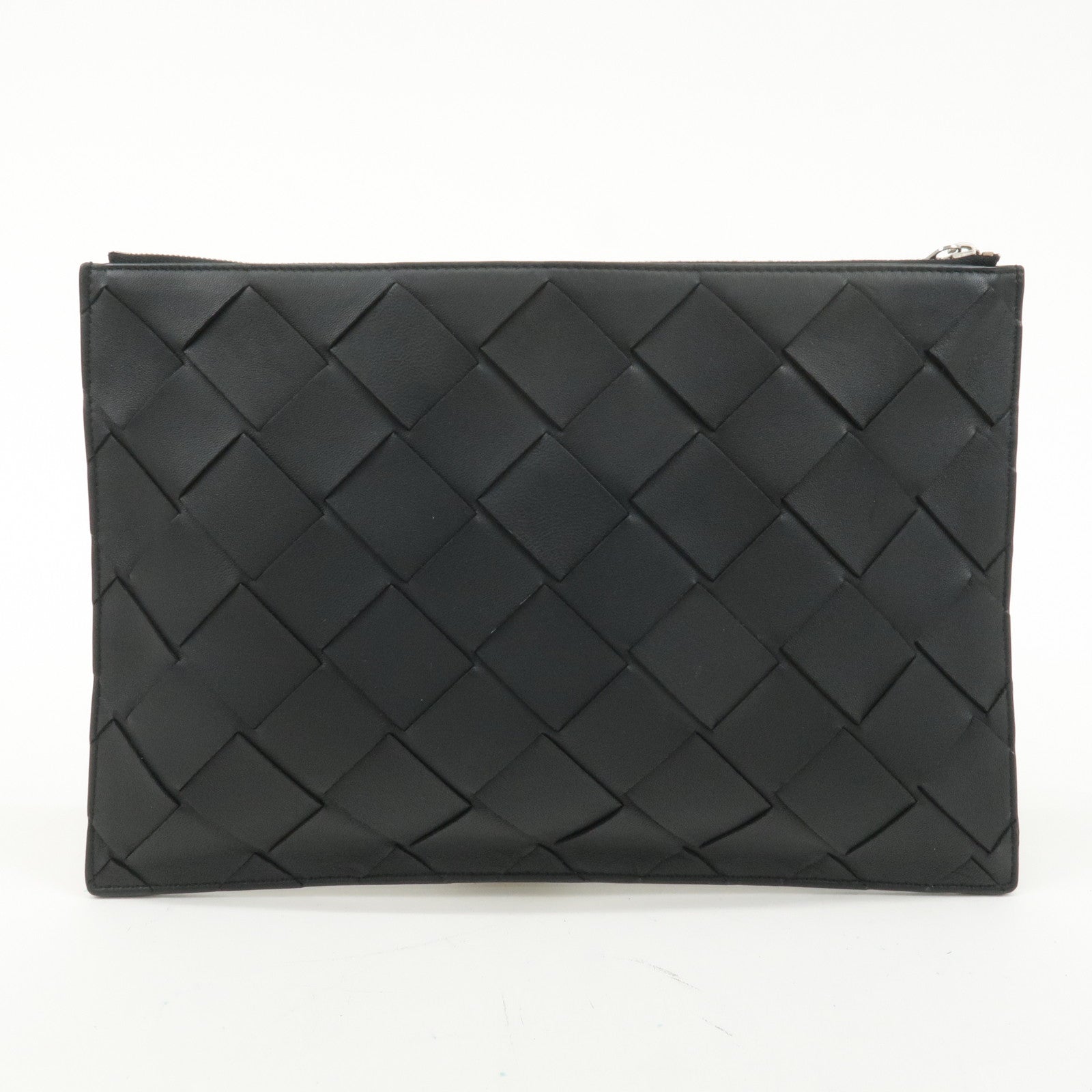 BOTTEGA VENETA Maxi Intrecciato Leather Clutch Bag Black