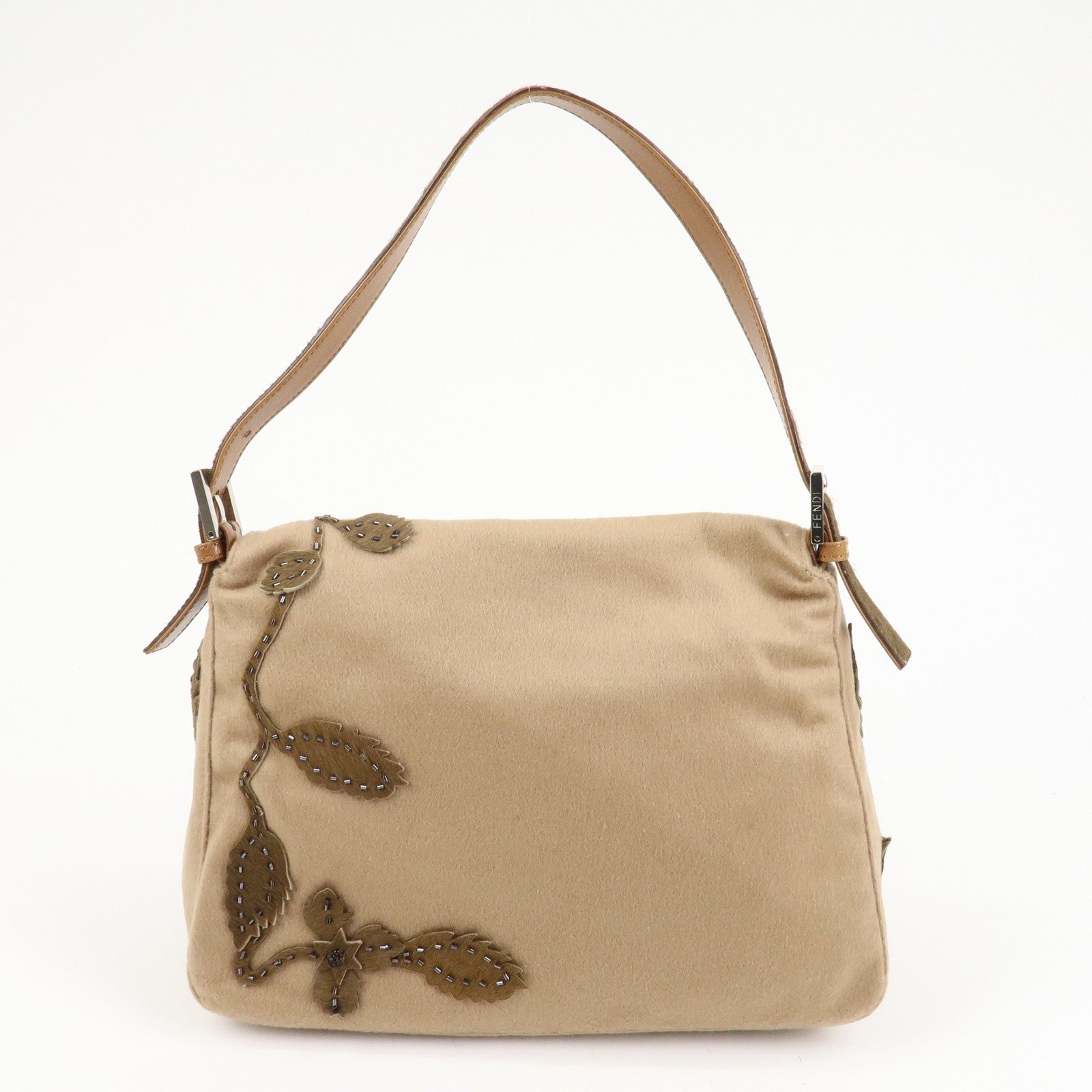 FENDI Mamma Baguette Wool Unborn Calf Shoulder Bag 26325 Used