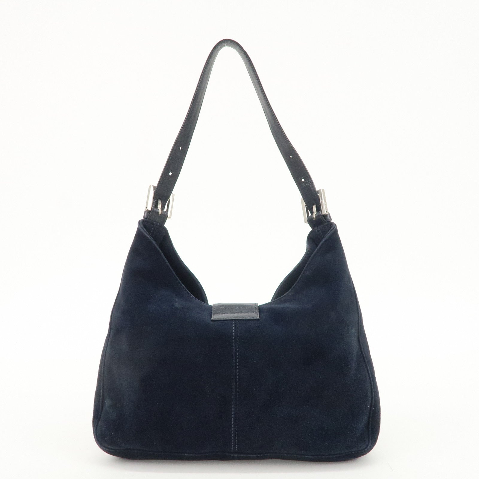 FENDI Suede Leather Shoulder Bag Hand Bag Navy 26569