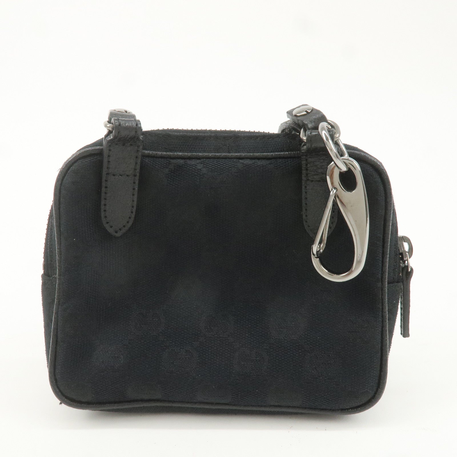 GUCCI GG Canvas Leather Shoulder Bag Pouch Black 120975