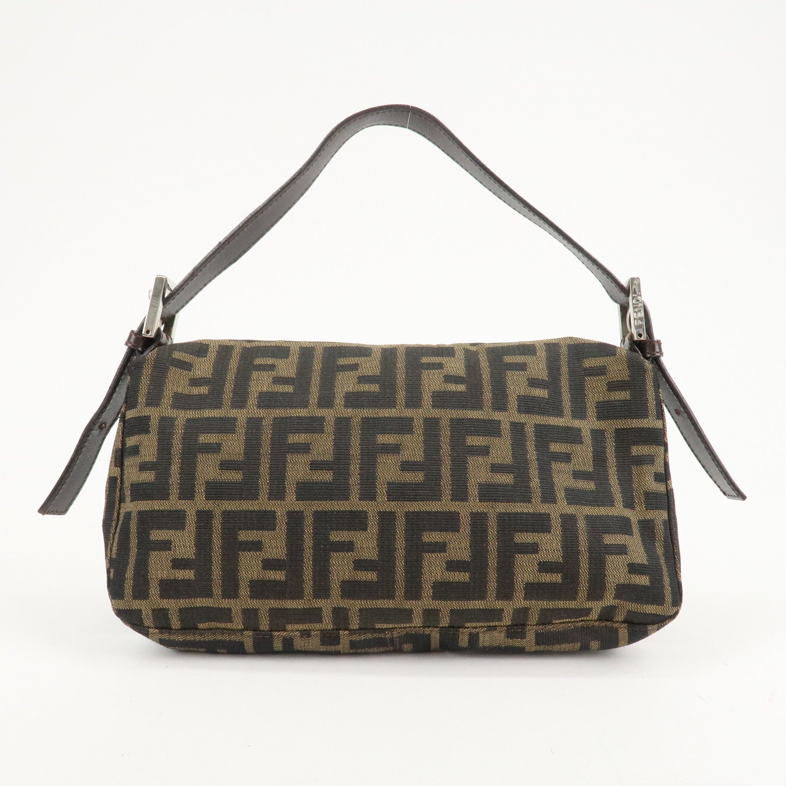 FENDI Mamma Bagguette Zucca Canvas Leather Shoulder Bag 26424