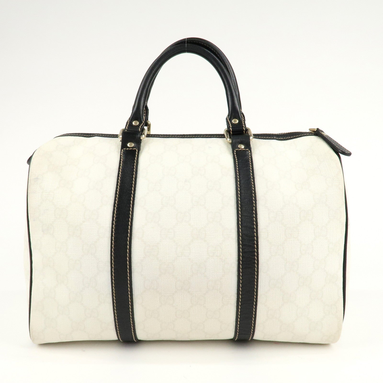 GUCCI GG Supreme Leather Boston Bag Hand Bag Ivory Black 193603