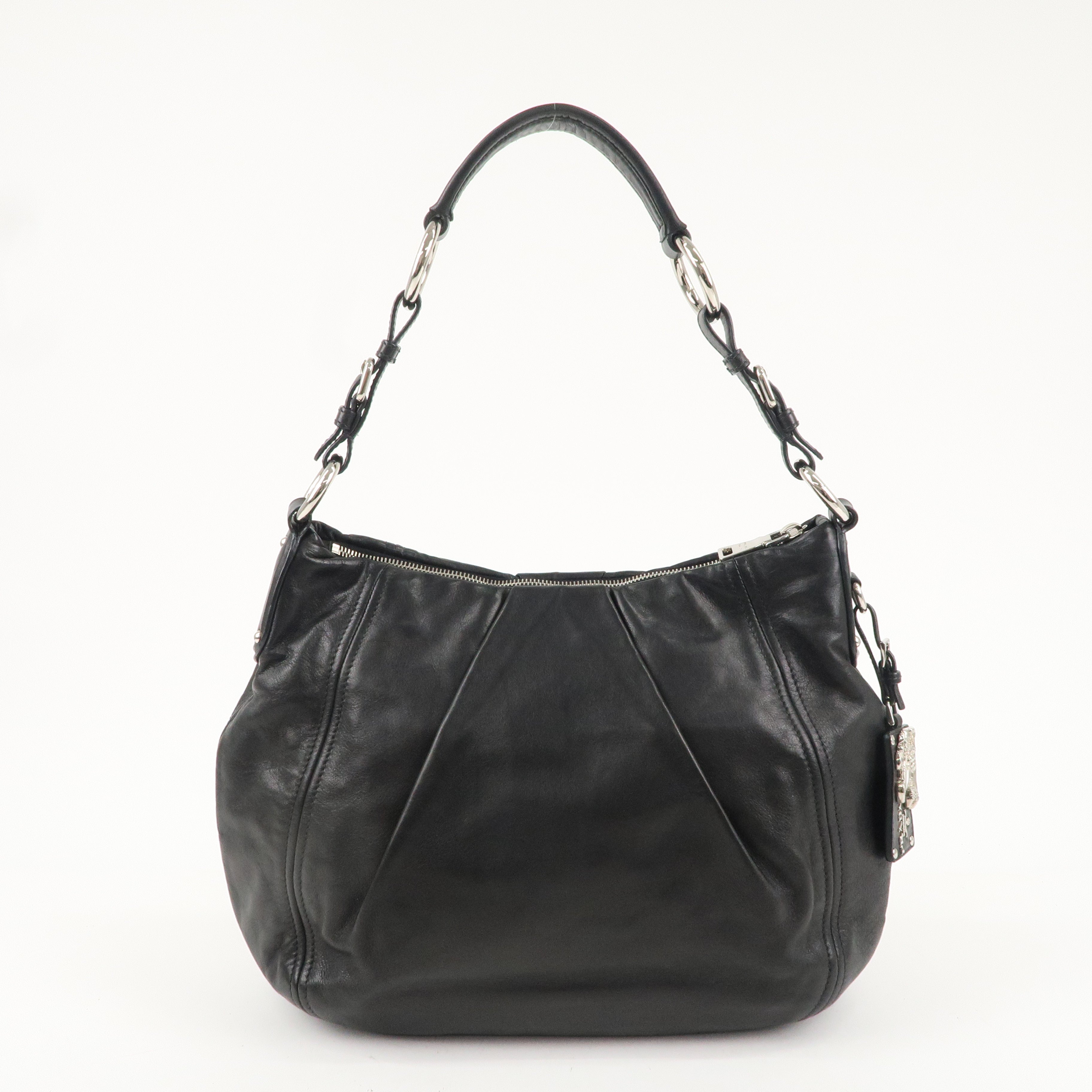 PRADA Leather One Shoulder Bag NERO Black BR4519