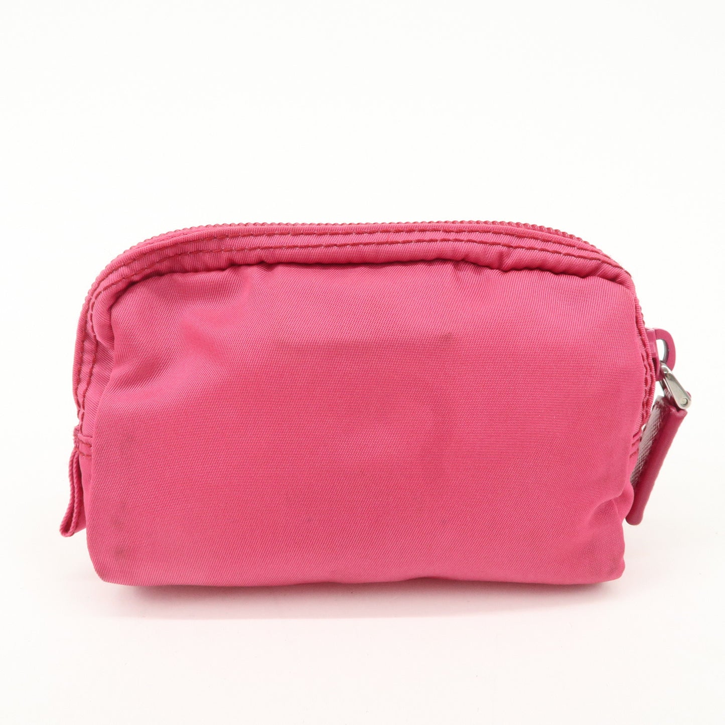 PRADA Logo Nylon Leather Pouch Cosmetic Pouch Pink Silver HDW