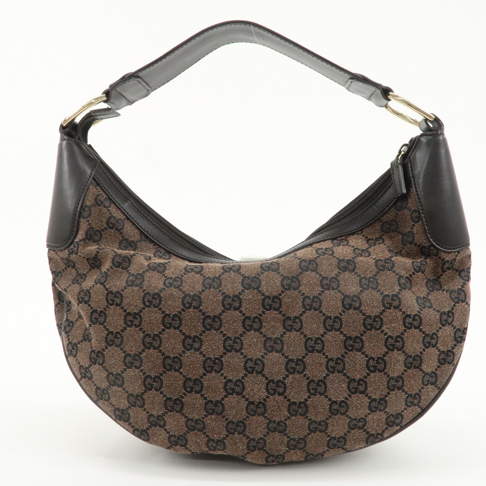 GUCCI GG Canvas Leather Shoulder Bag Hand Bag Brown 257297