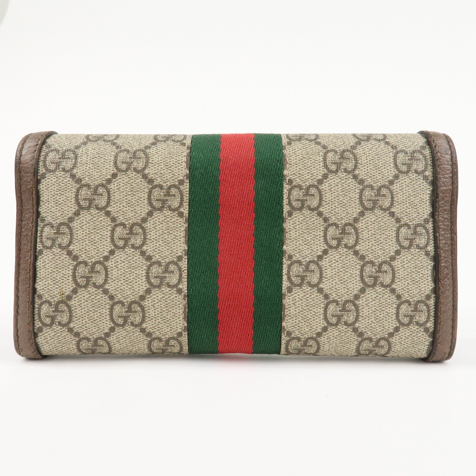 GUCCI Ophidia Sherry GG Supreme Leather Bi-fold Long Wallet 523153