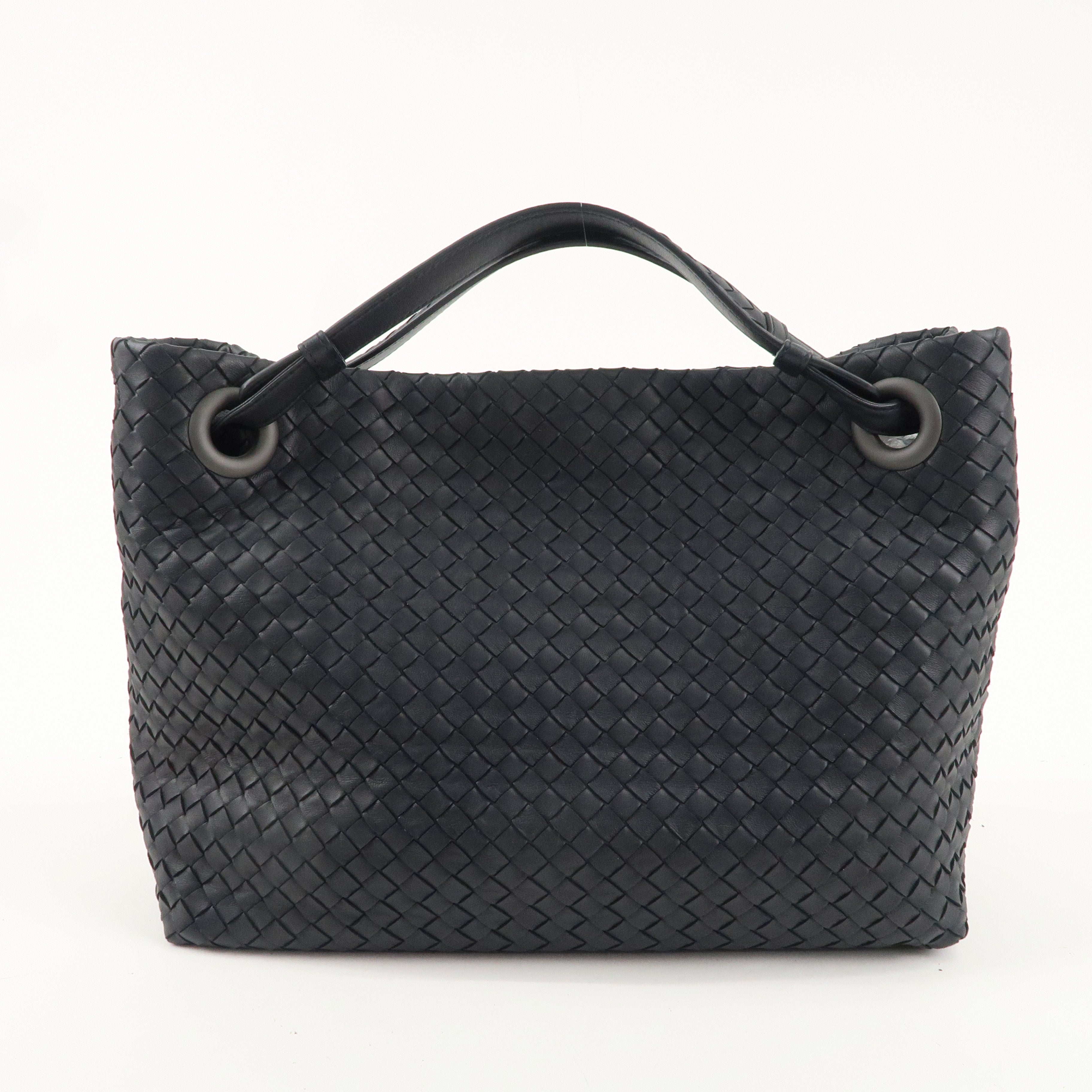 BOTTEGA VENETA Intrecciato Leather Tote Bag Hand Bag Navy