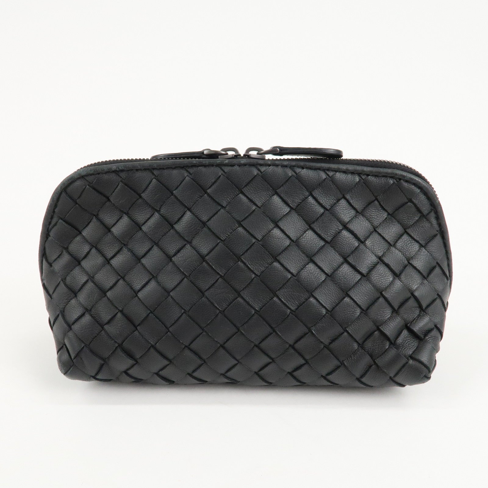 BOTTEGA VENETA Intrecciato Leather Pouch Cosmetic Pouch Black