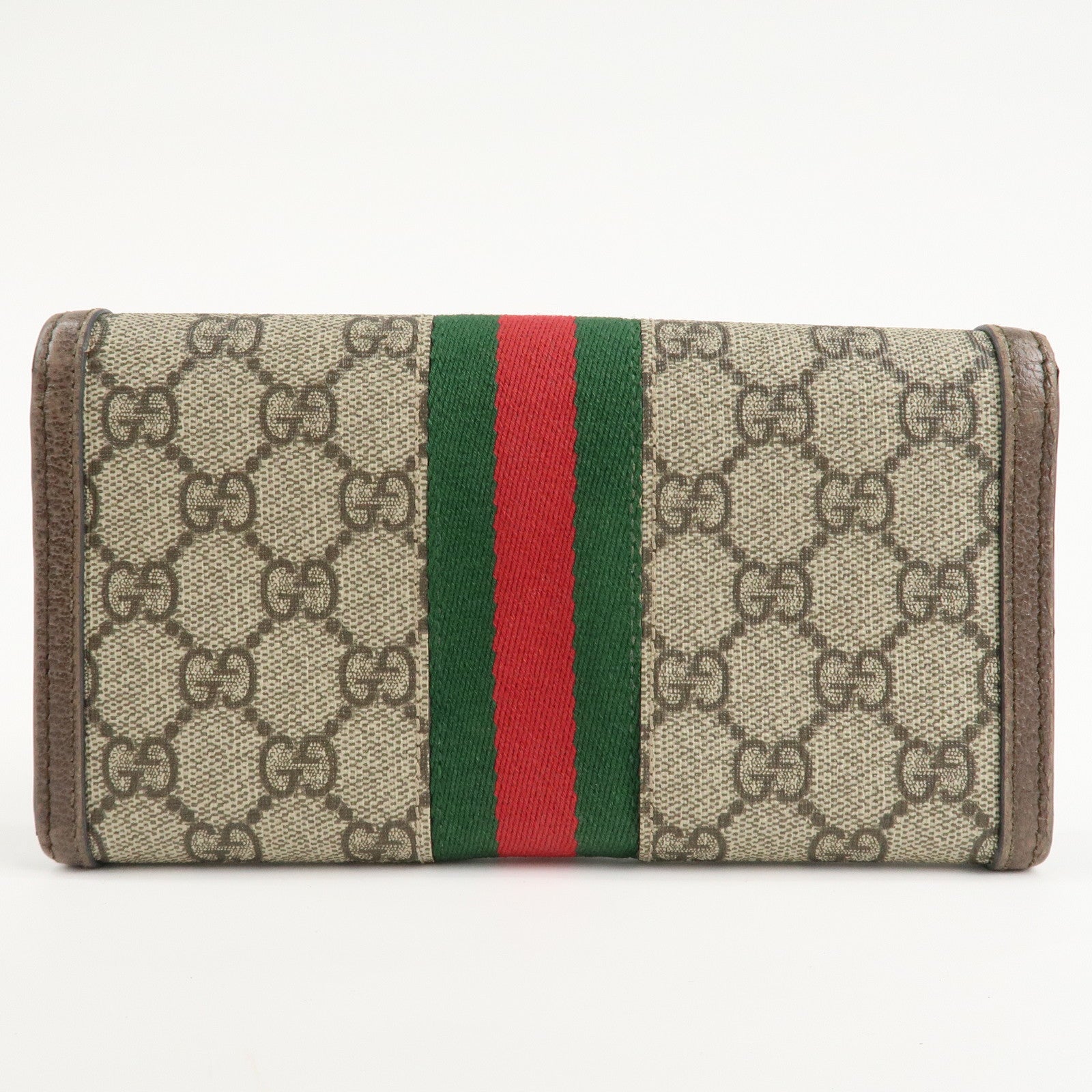 GUCCI Ophidia Sherry GG Supreme Leather Bifold Long Wallet 523153