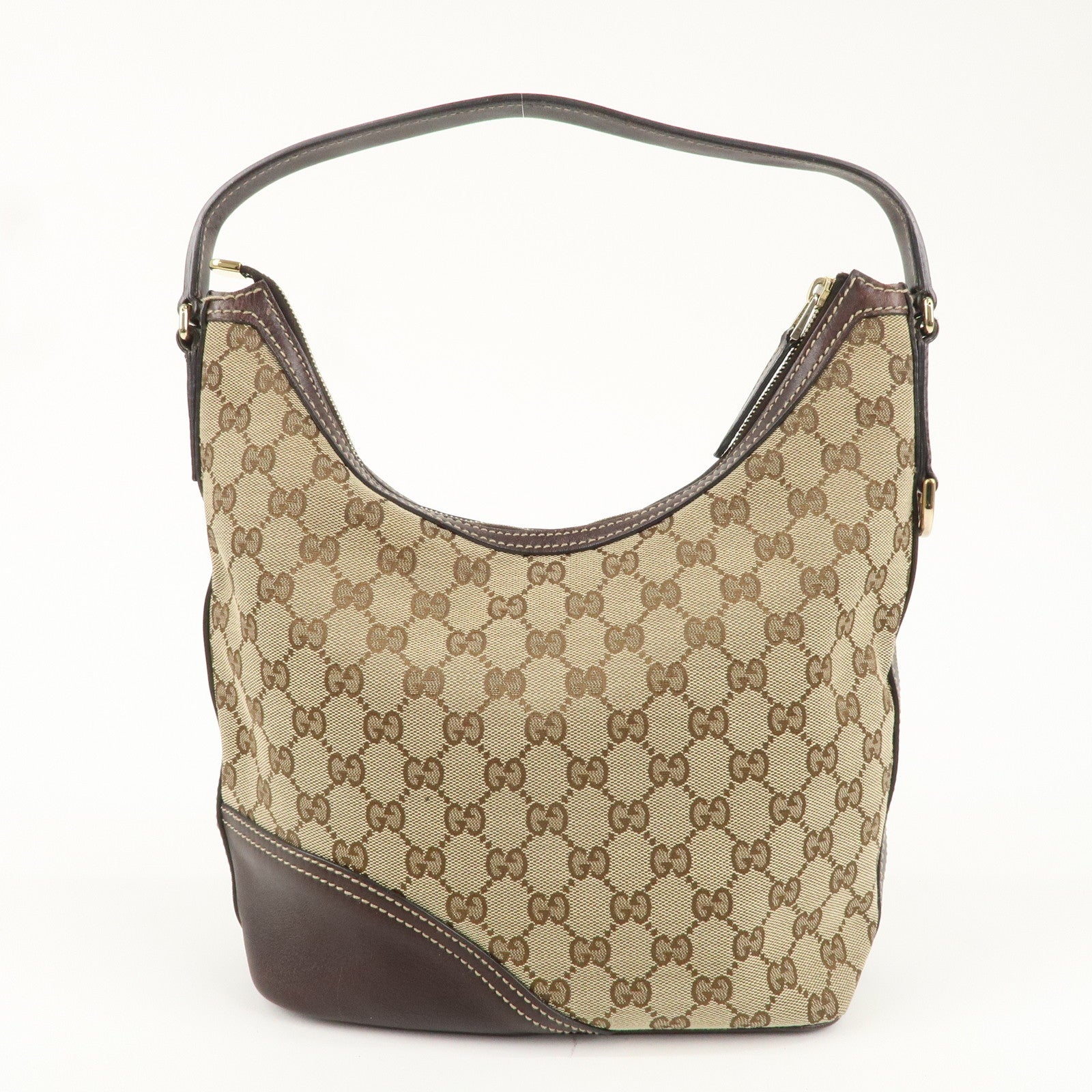 GUCCI Abbey GG Canvas Leather Shoulder Bag Beige Brown 182491