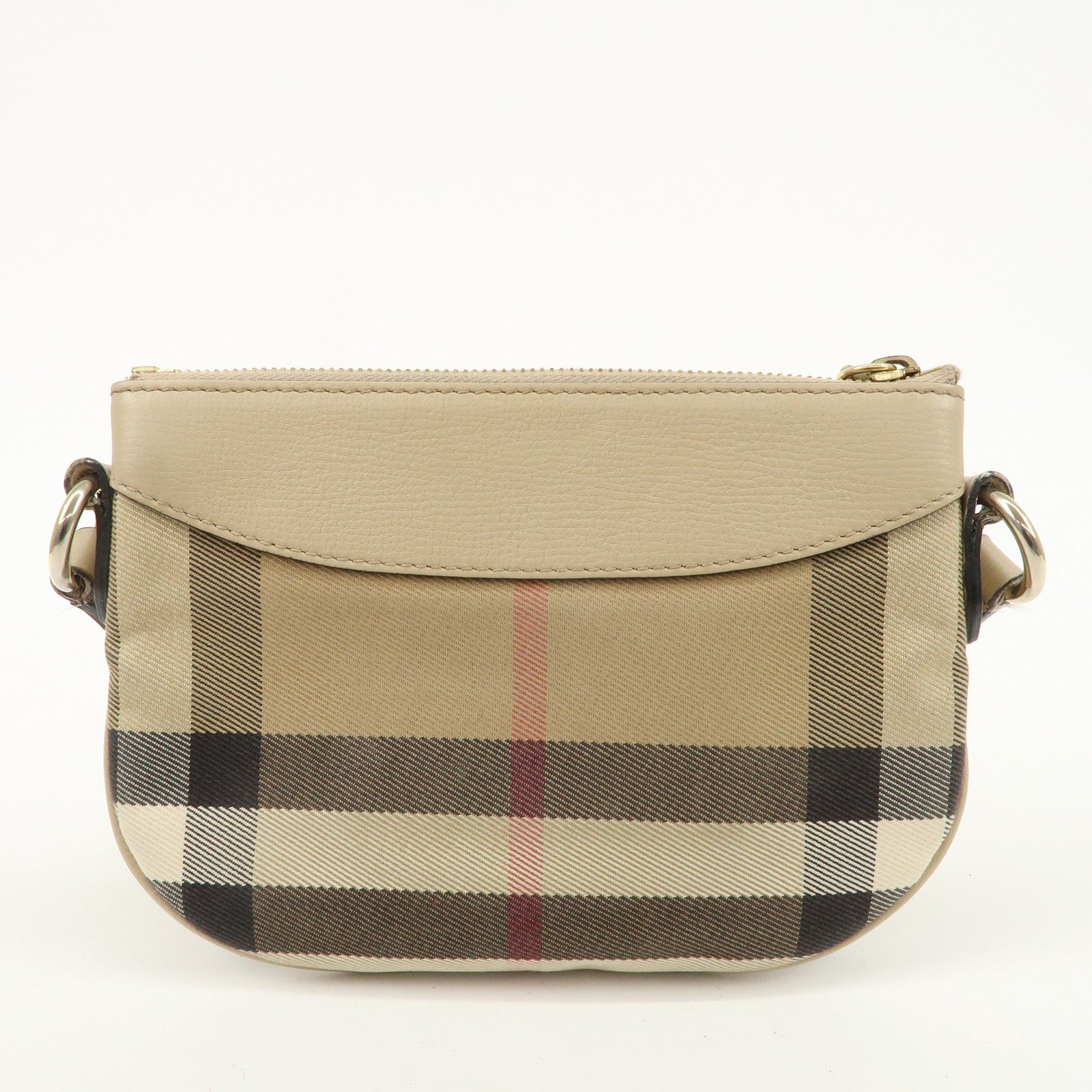 BURBERRY Nova Plaid Canvas Leather Shoulder Bag Beige