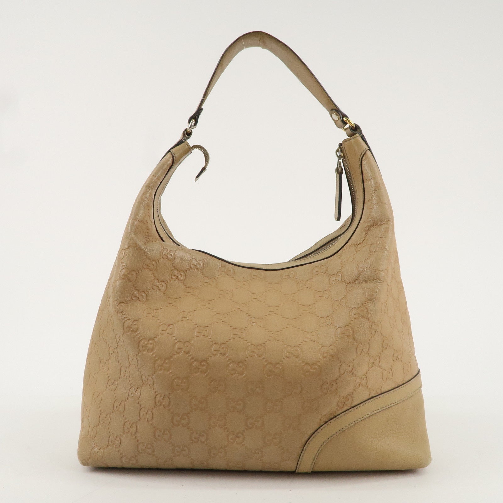 GUCCI Guccissima Horsebit Leather One-Shoulder Bag Beige 232968